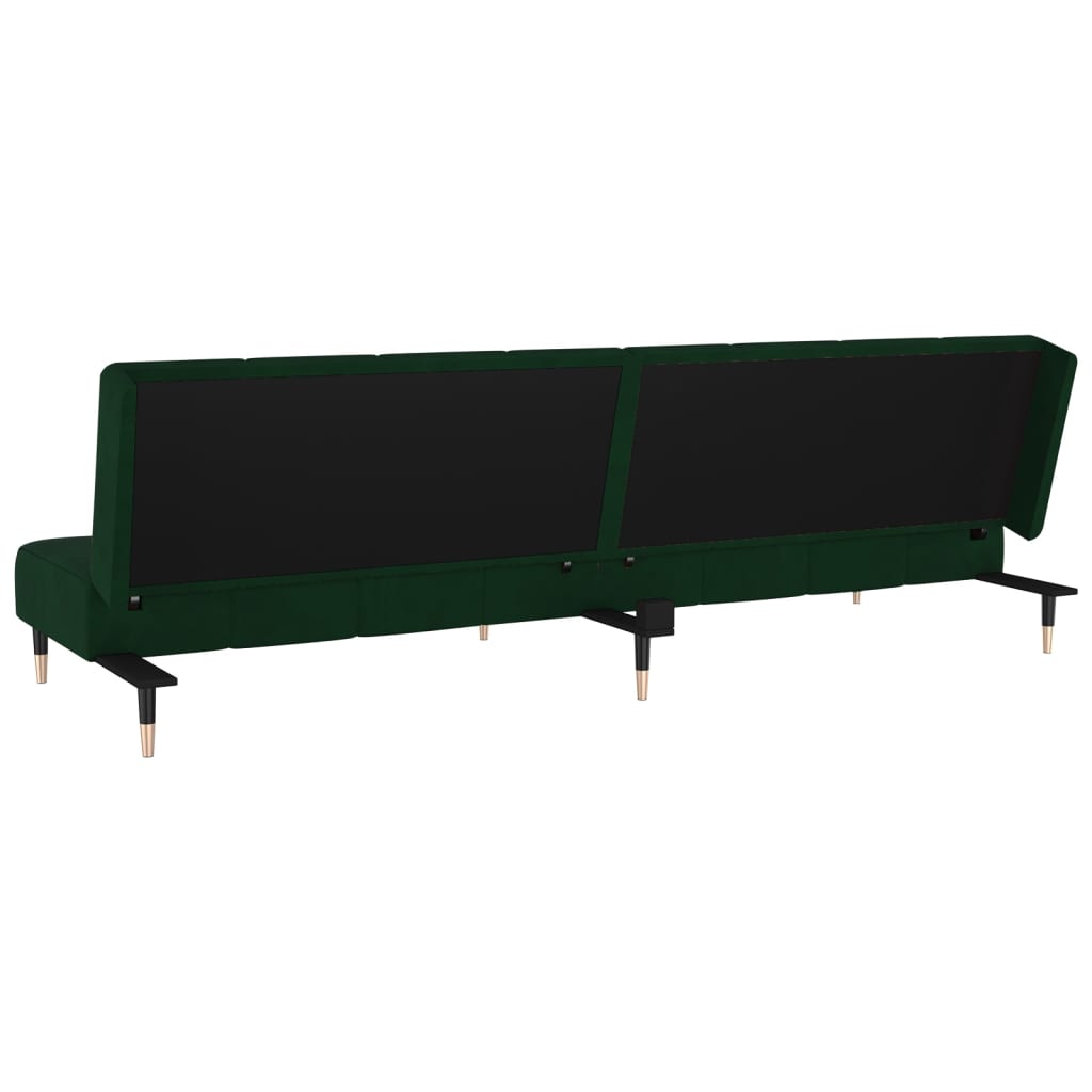 vidaXL 2-Seater Sofa Bed Dark Green Velvet-8