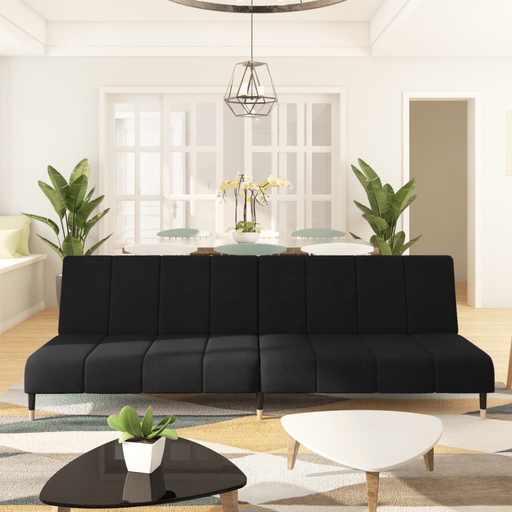 vidaXL 2-Seater Sofa Bed Black Velvet-0