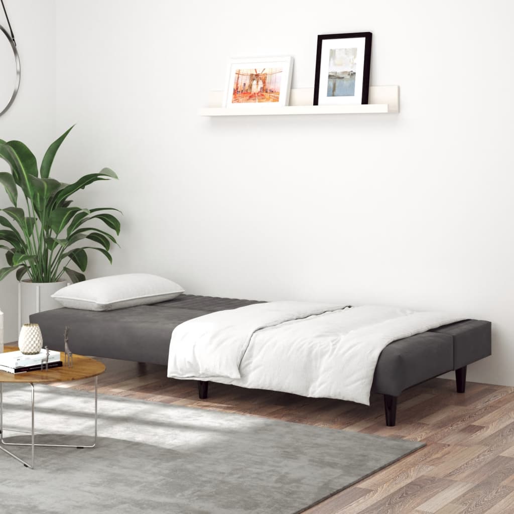 vidaXL 2-Seater Sofa Bed Dark Gray Velvet-1