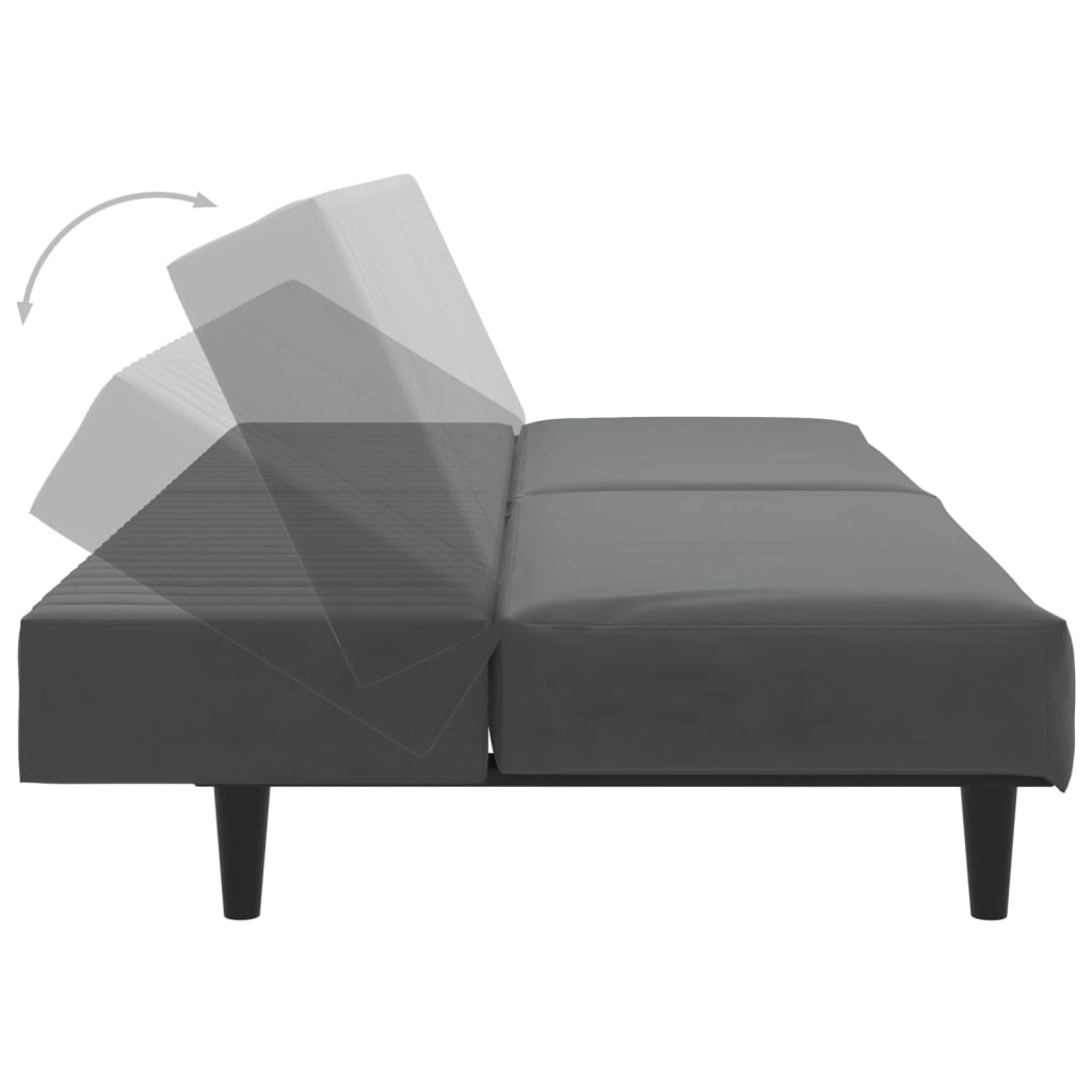 vidaXL 2-Seater Sofa Bed Dark Gray Velvet-5