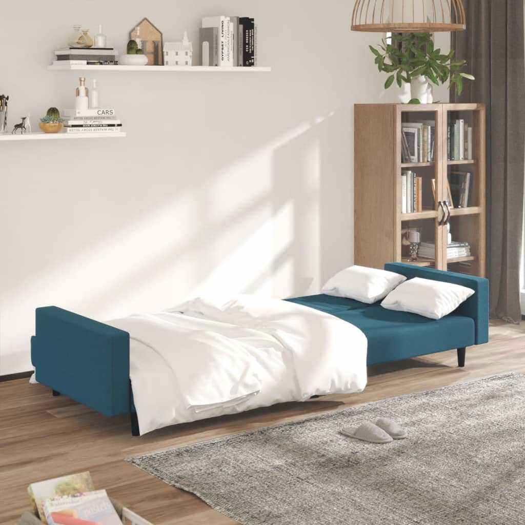 vidaXL 2-Seater Sofa Bed Blue Velvet-1