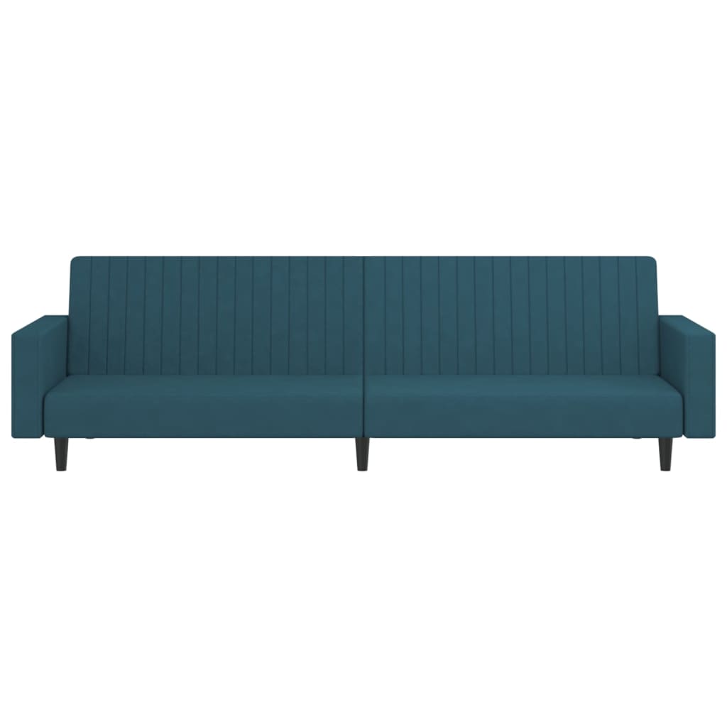 vidaXL 2-Seater Sofa Bed Blue Velvet-4