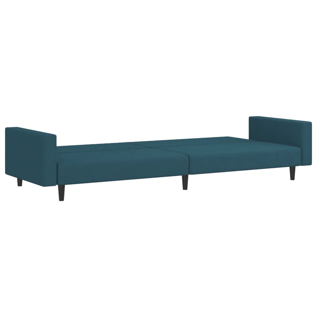 vidaXL 2-Seater Sofa Bed Blue Velvet-5