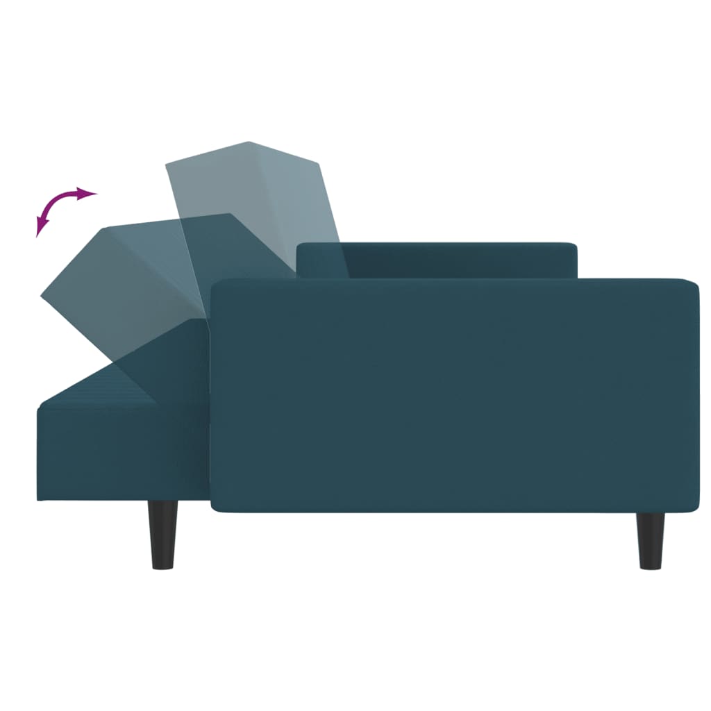 vidaXL 2-Seater Sofa Bed Blue Velvet-6