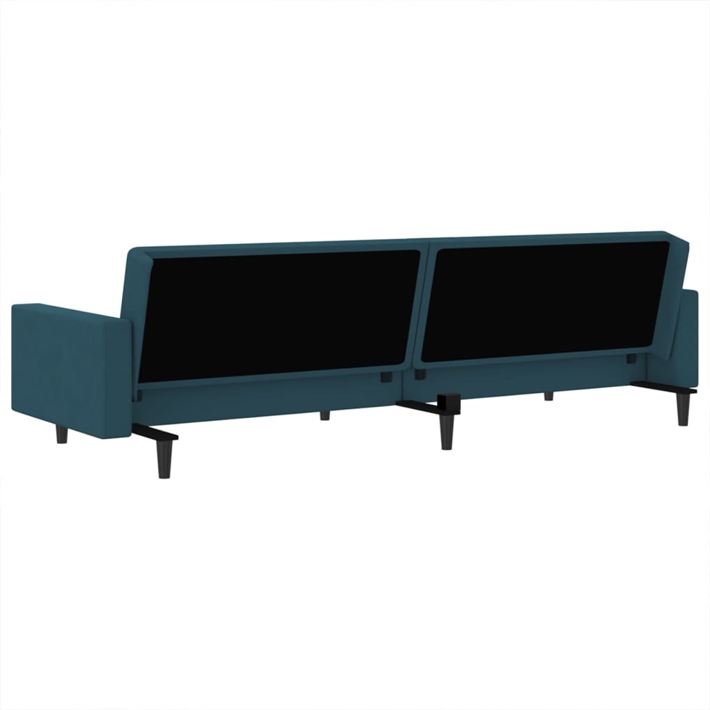 vidaXL 2-Seater Sofa Bed Blue Velvet-7