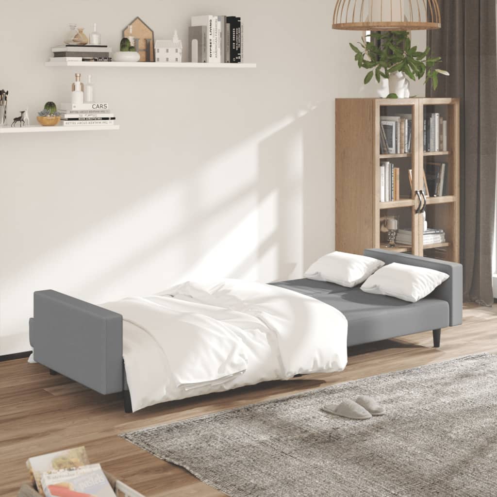 vidaXL 2-Seater Sofa Bed Light Gray Velvet-1