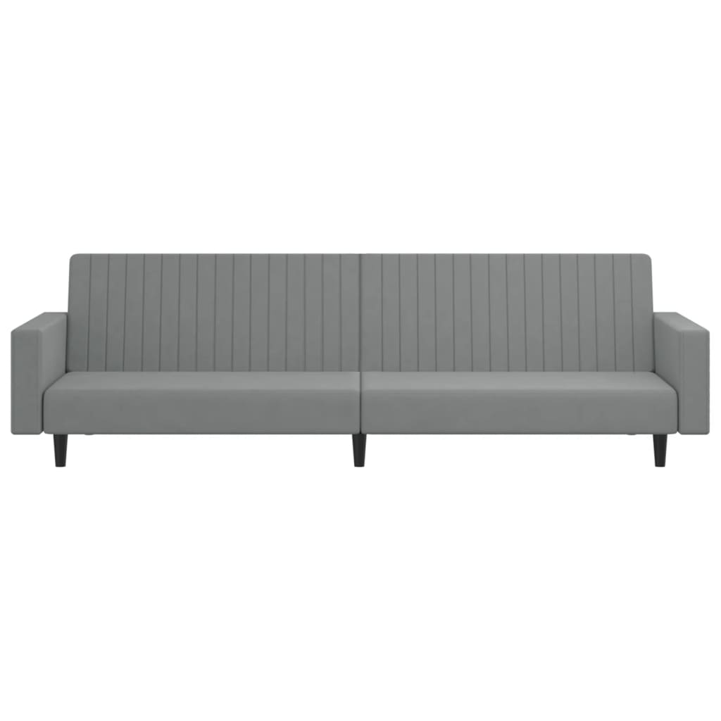 vidaXL 2-Seater Sofa Bed Light Gray Velvet-4