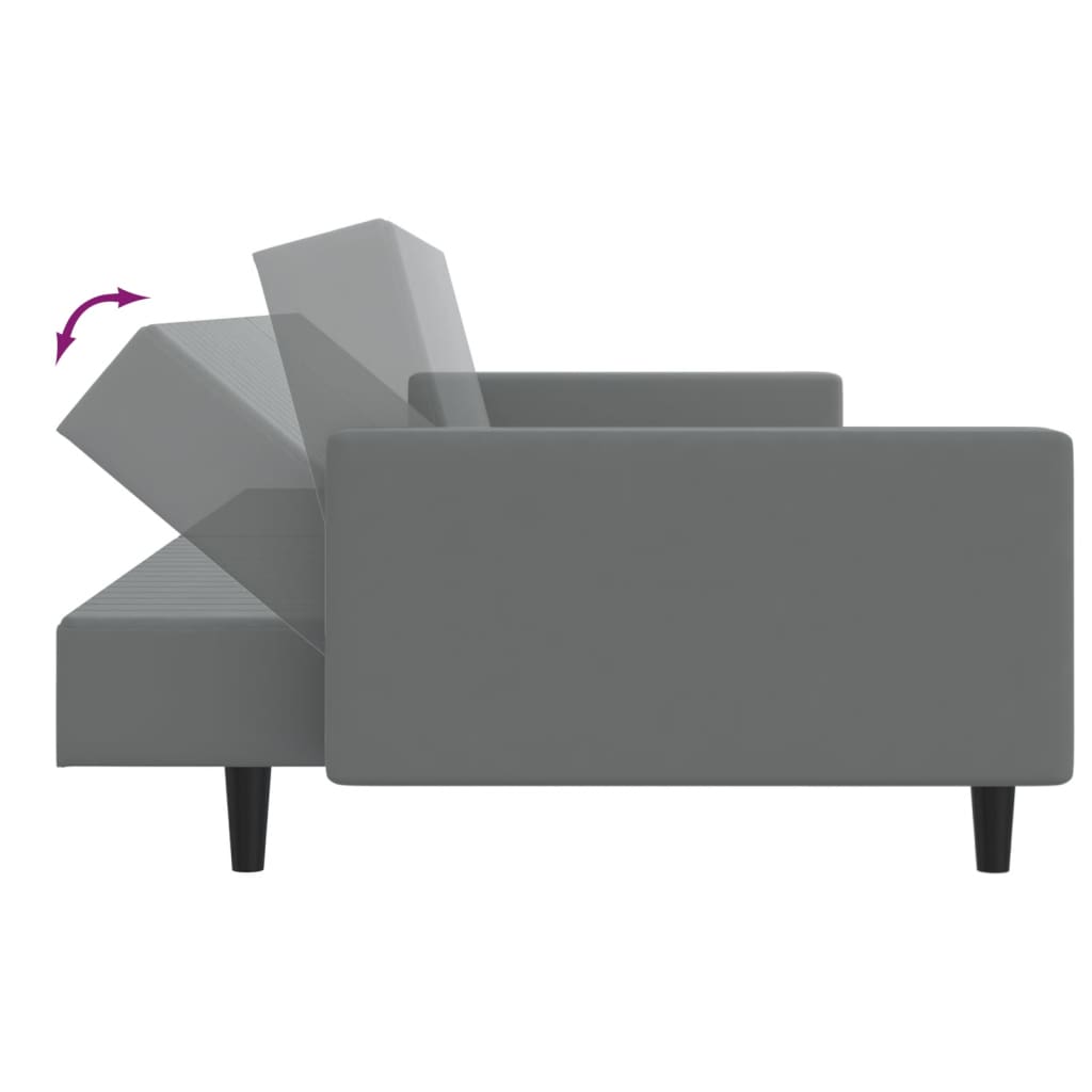 vidaXL 2-Seater Sofa Bed Light Gray Velvet-6
