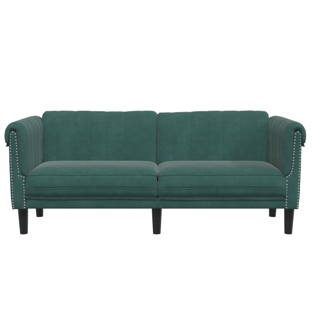 vidaXL Sofa 2-Seater Dark Green Velvet-2