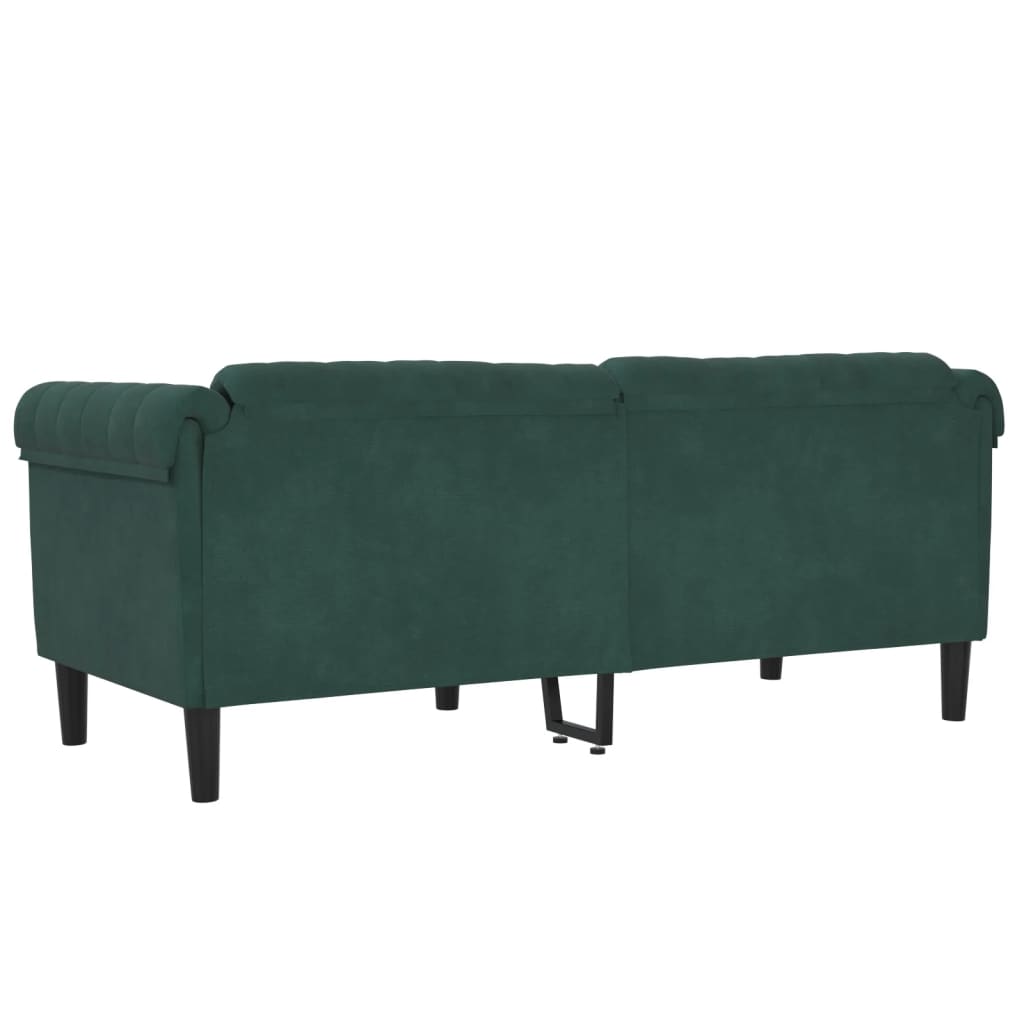 vidaXL Sofa 2-Seater Dark Green Velvet-4