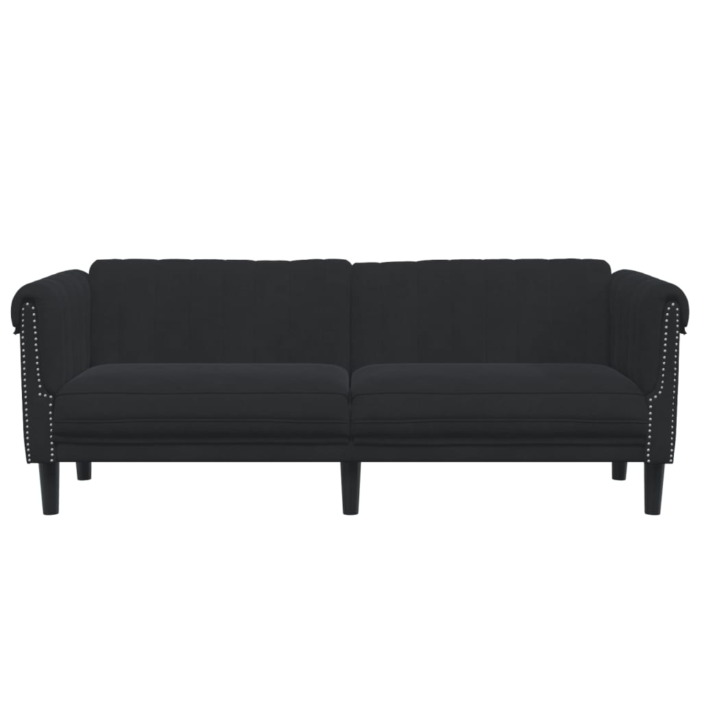 vidaXL Sofa 3-Seater Black Velvet-3