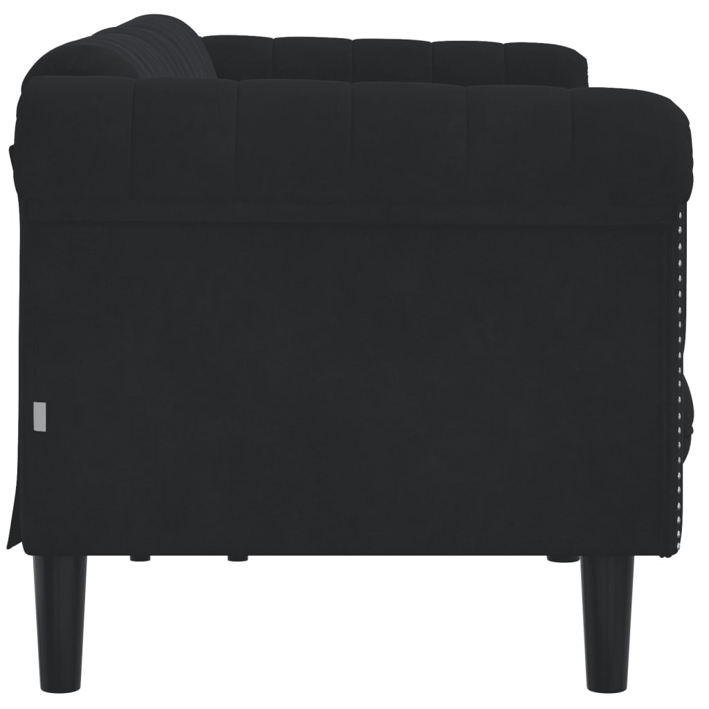 vidaXL Sofa 3-Seater Black Velvet-4