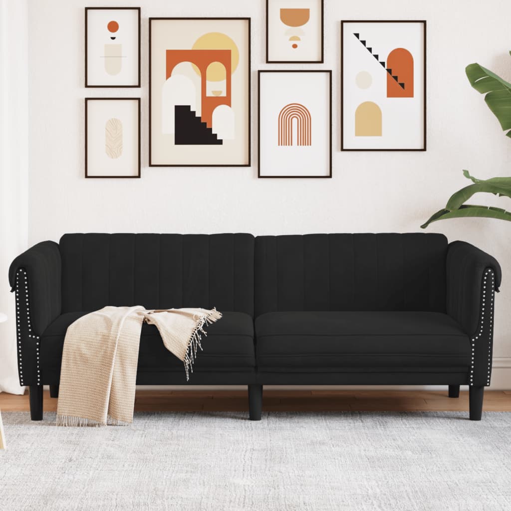vidaXL Sofa 3-Seater Black Velvet-0