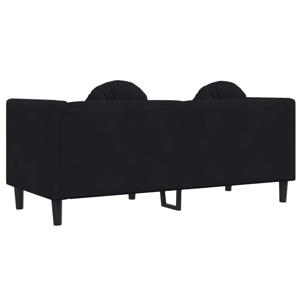 vidaXL Sofa with Cushions 2-Seater Black Velvet-4