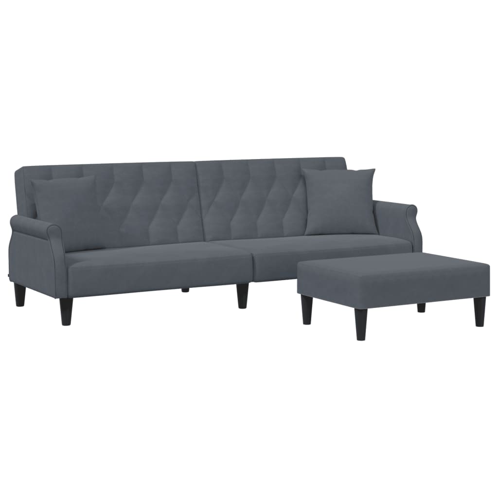 vidaXL 2-Seater Sofa Bed with Pillows and Footstool Accent Furniture Velvet-0
