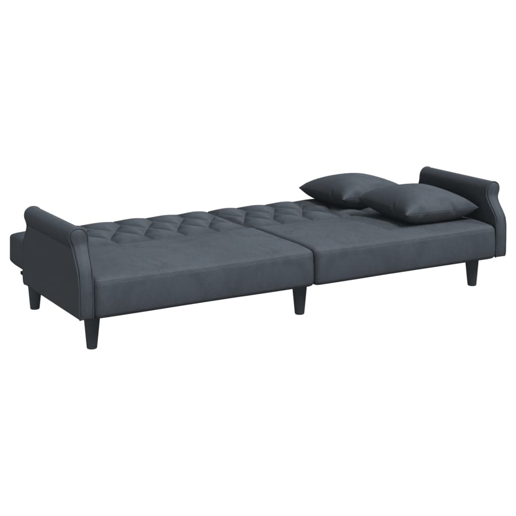 vidaXL 2-Seater Sofa Bed with Pillows and Footstool Accent Furniture Velvet-4