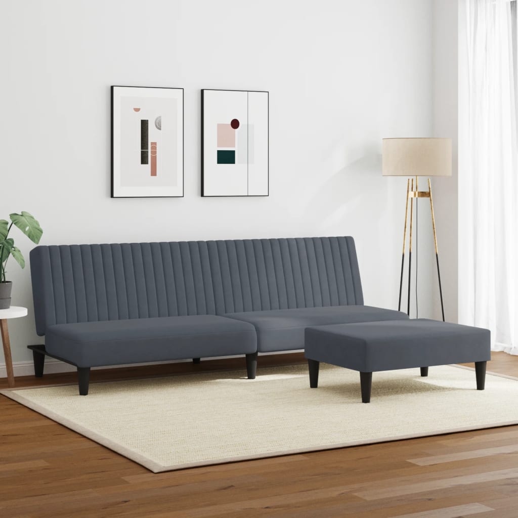 vidaXL 2 Piece Sofa Set Dark Gray Velvet-2