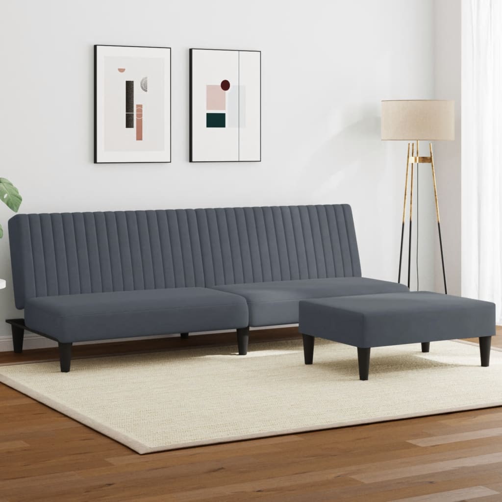 vidaXL 2 Piece Sofa Set Dark Gray Velvet-0