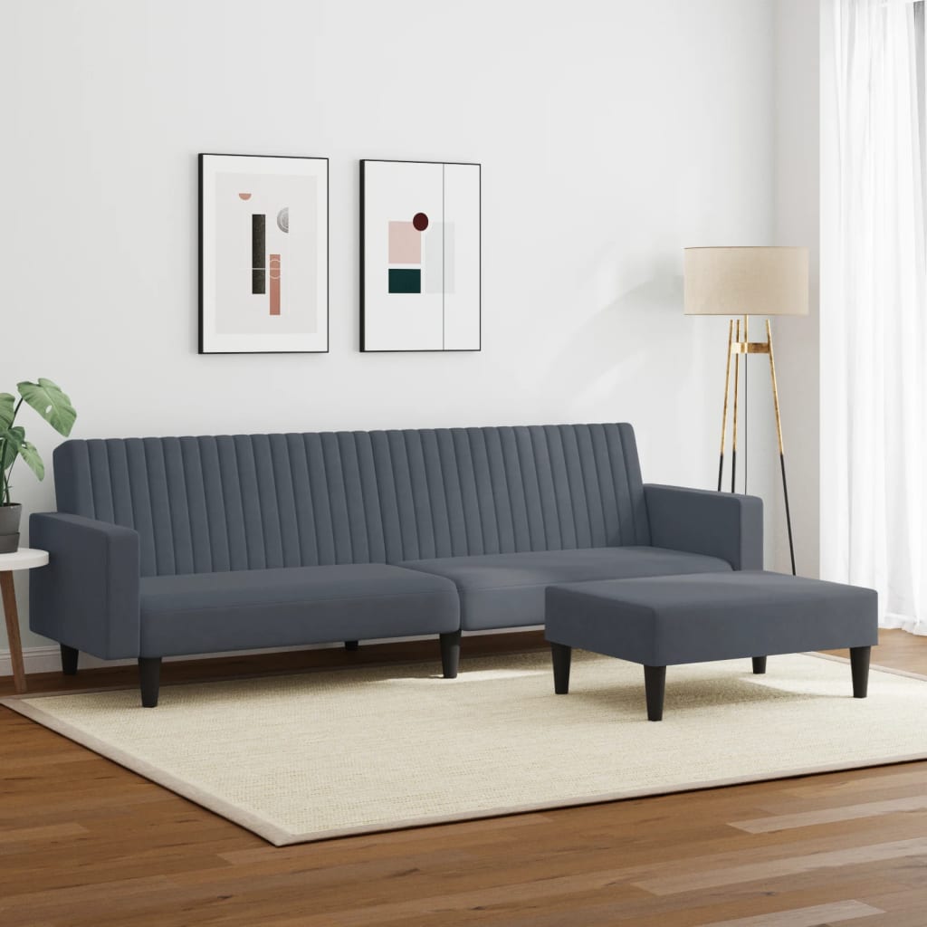 vidaXL 2 Piece Sofa Set Dark Gray Velvet-2