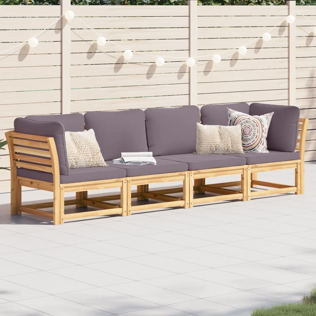 vidaXL 4 Piece Patio Lounge Set with Cushions Solid Wood Acacia-1