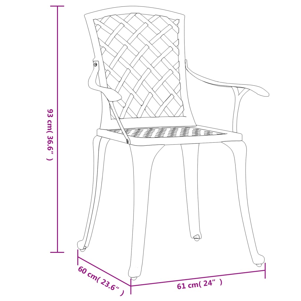 vidaXL Patio Chairs Outdoor Garden Dining Seat Furniture 6 Pcs Cast Aluminum-9