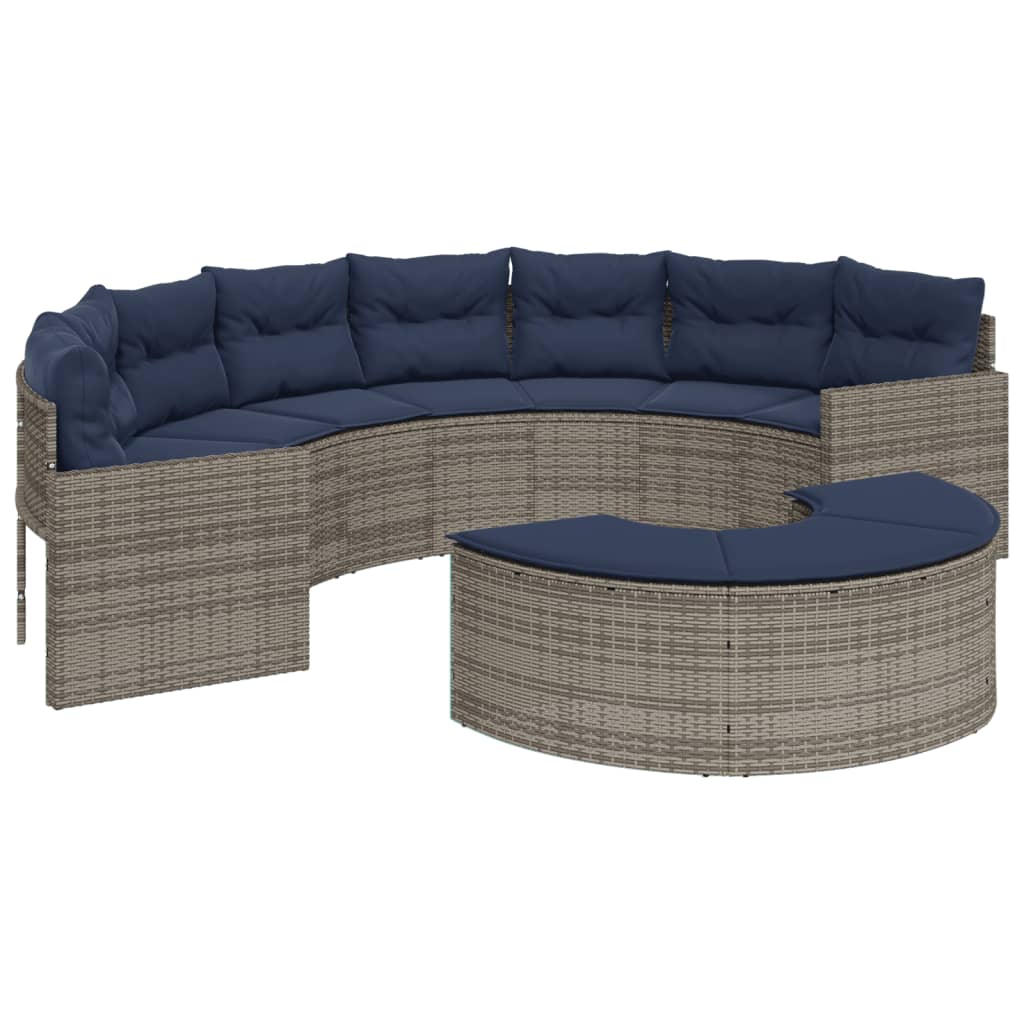 vidaXL 2 Piece Patio Sofa Set Half-Round Gray Poly Rattan-1