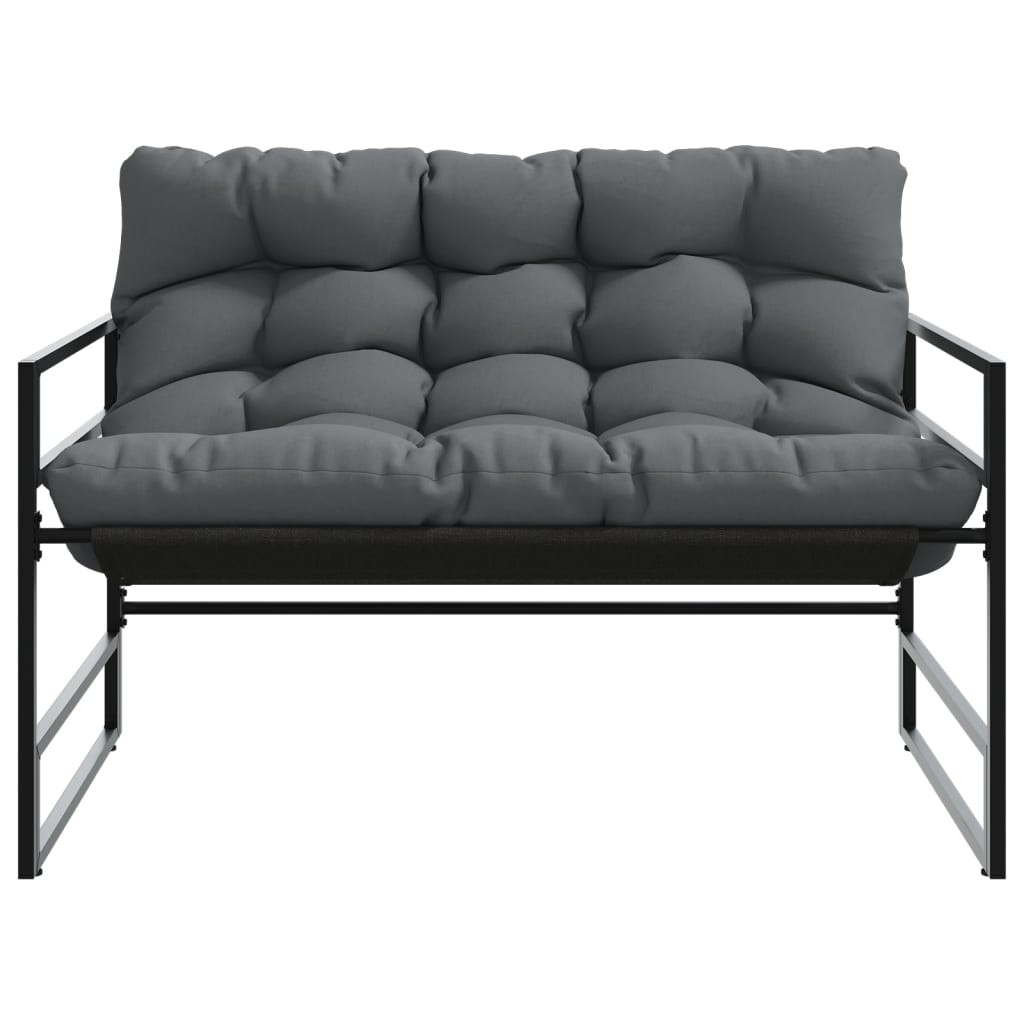 vidaXL Patio Bench with Cushion Seating Outdoor Backyard Garden Furniture Steel-4