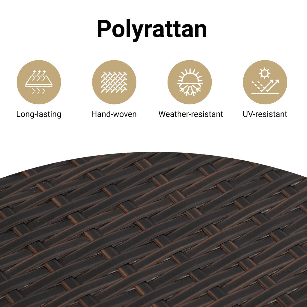 vidaXL Patio Sofa 2-Seater with Stools Brown Poly Rattan-8