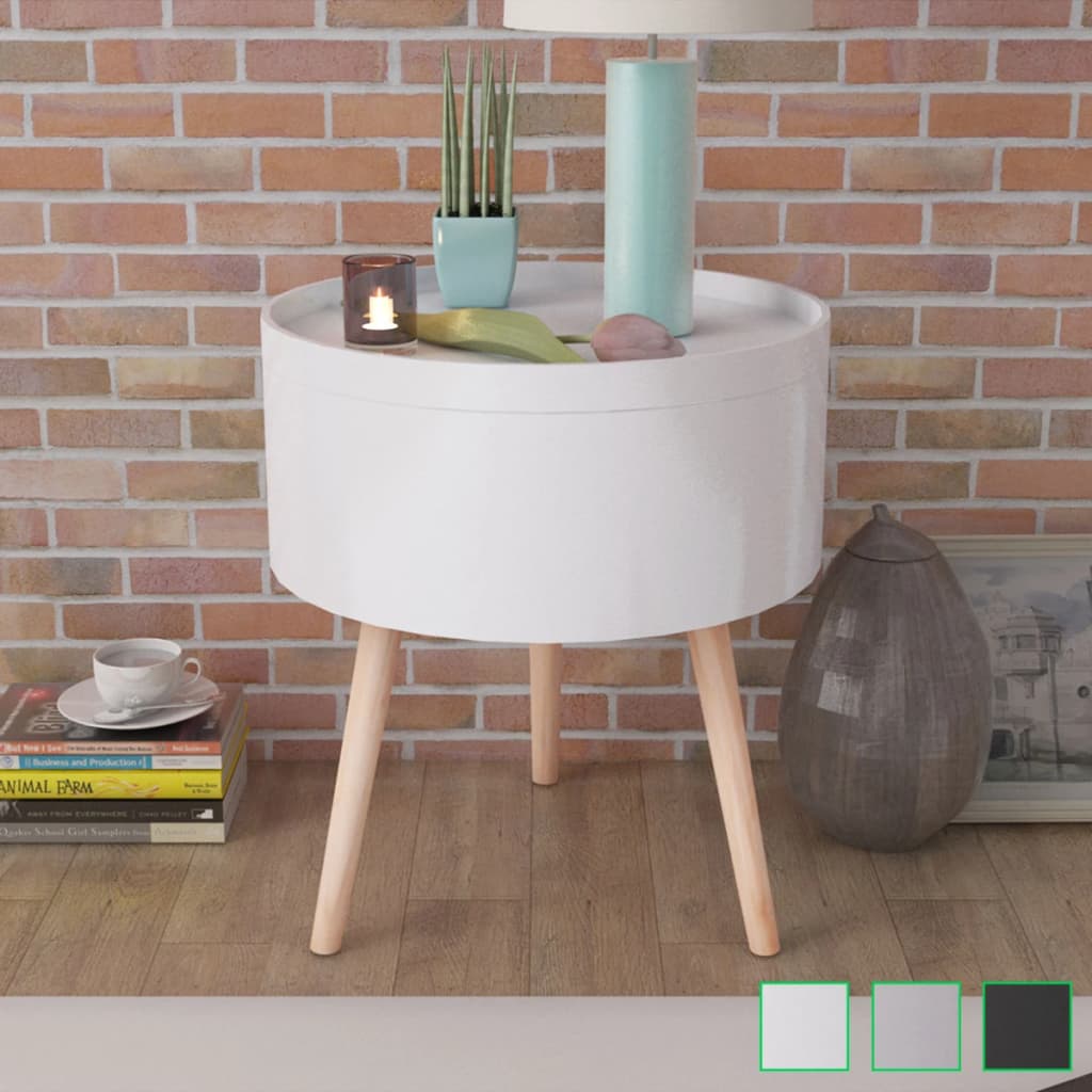 vidaXL Side Table Sofa End Table Accent Coffee Table with Serving Tray Round-10