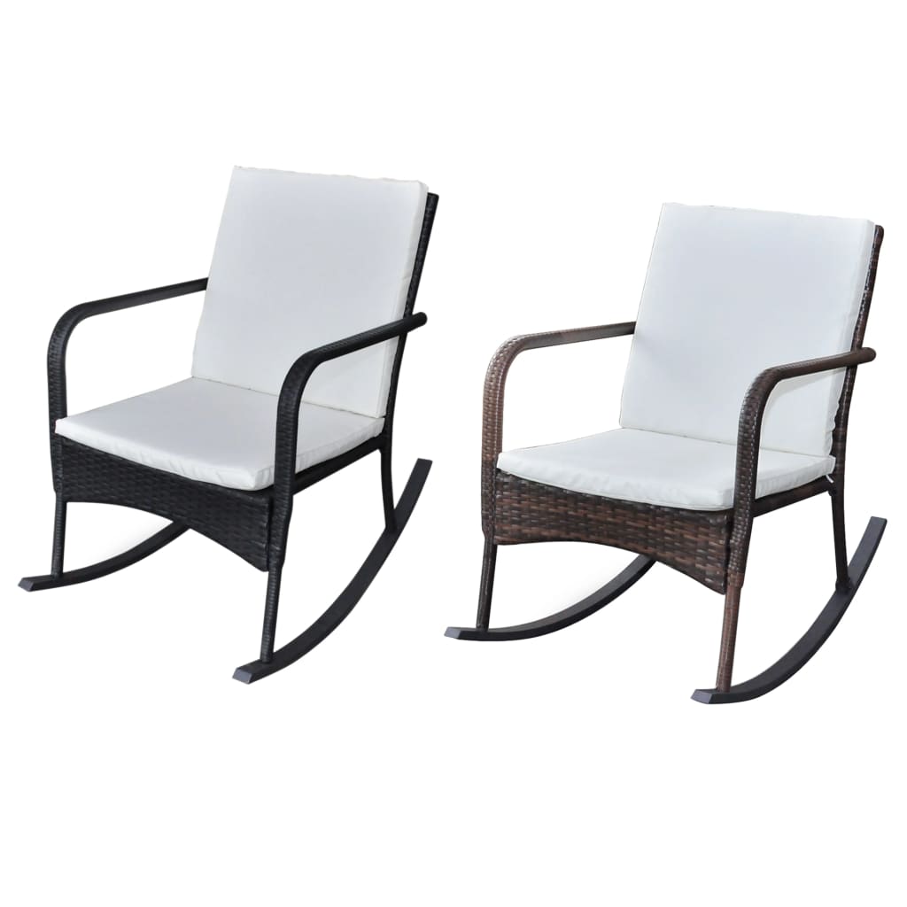 vidaXL Outdoor Rocking Chair Brown Poly Rattan-2