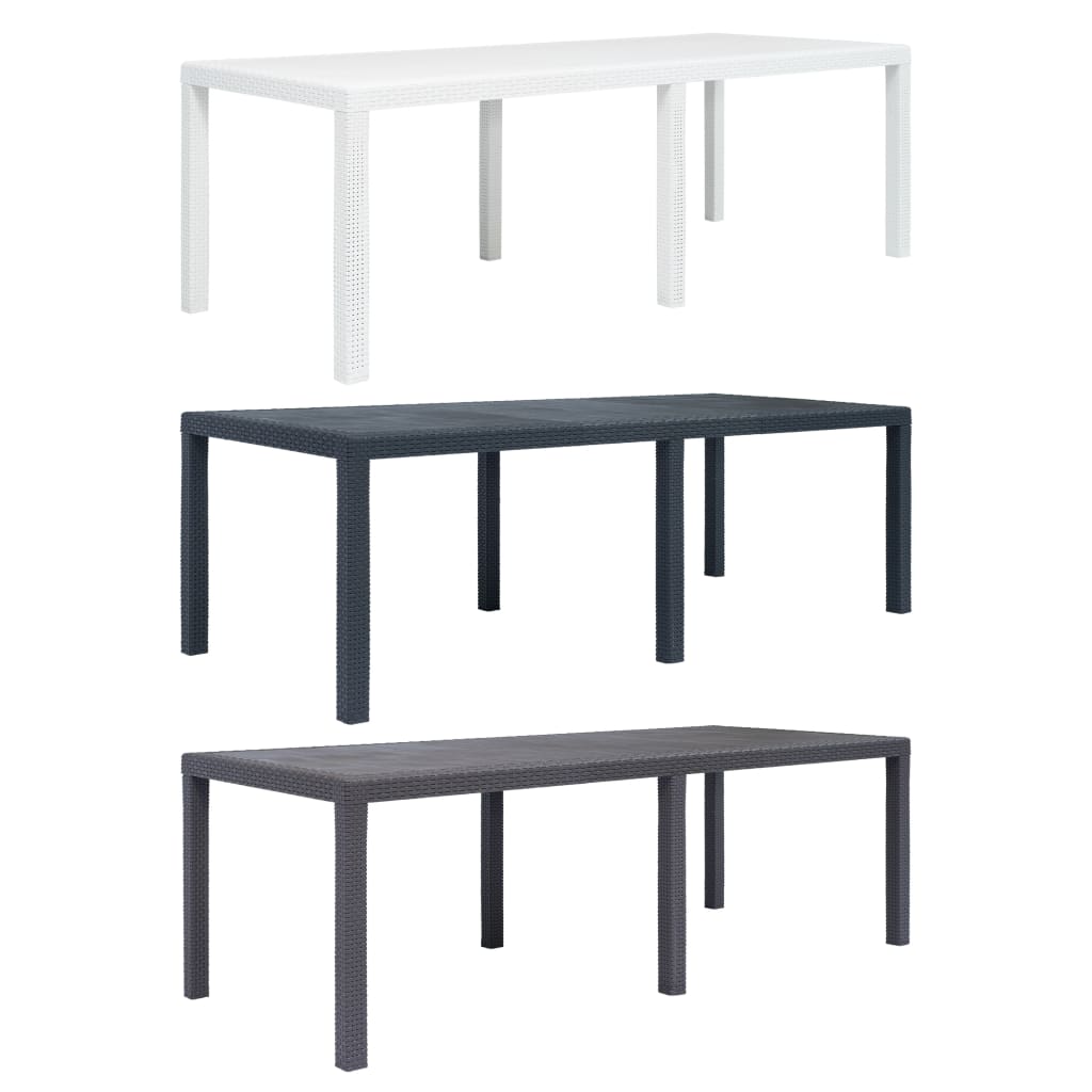 vidaXL Patio Table Garden Outdoor Porch Dining Table with Rattan Look Plastic-7