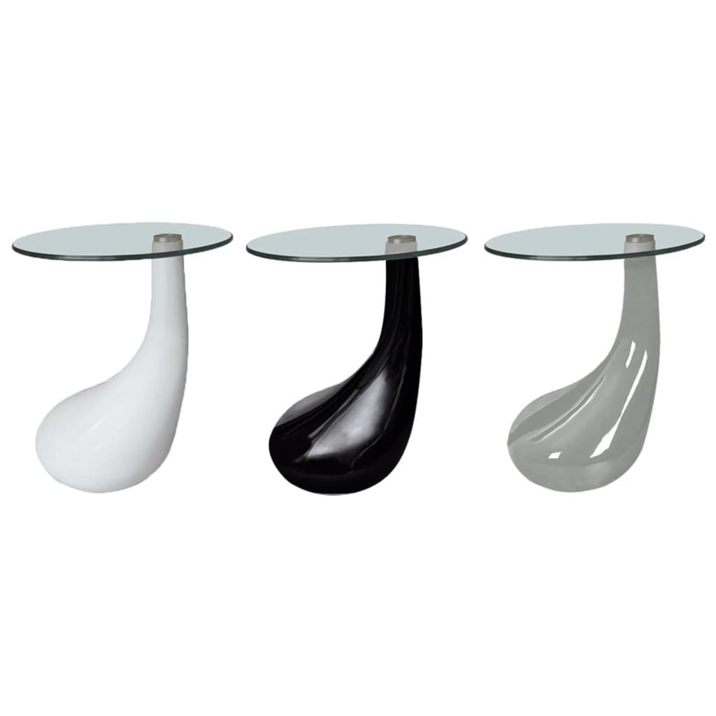 vidaXL Coffee Table End Table Living Room Side Table with Round Glass Top-2