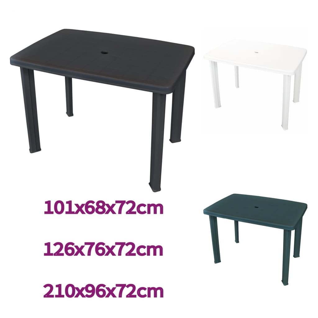 vidaXL Patio Table Outdoor Garden Deck Dining Table with Umbrella Hole Plastic-8