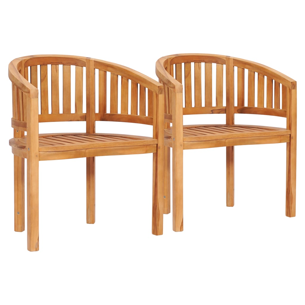 vidaXL Banana Chair Patio Dining Lounge Chair with Armrests Solid Wood Teak-11