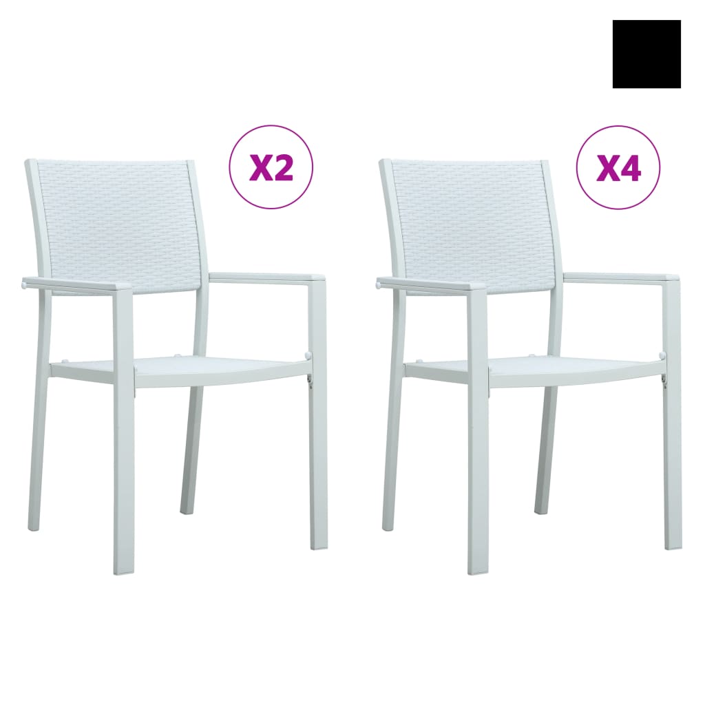 vidaXL Patio Chairs Dining Chair for Deck Porch Black Plastic Rattan Look-2