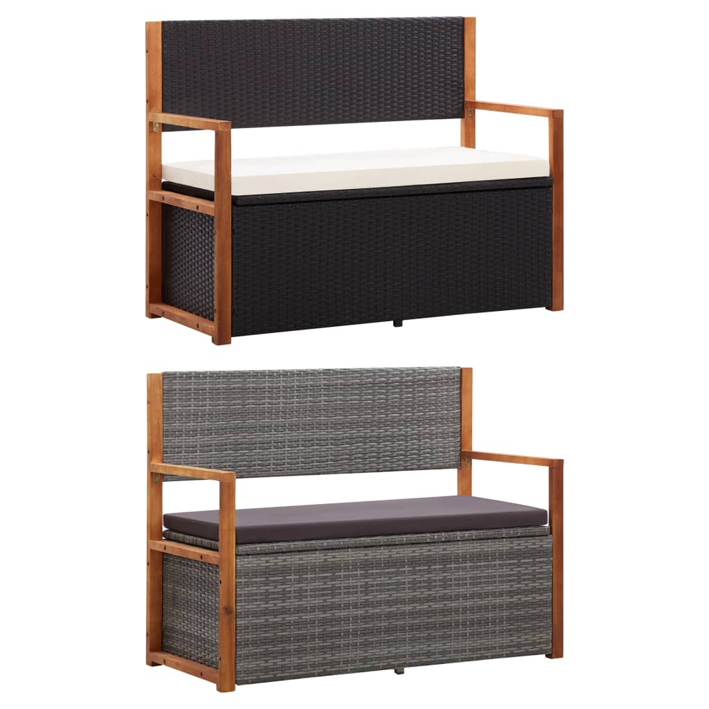 vidaXL Storage Bench Outdoor Patio Bench Poly Rattan and Solid Wood Acacia-7