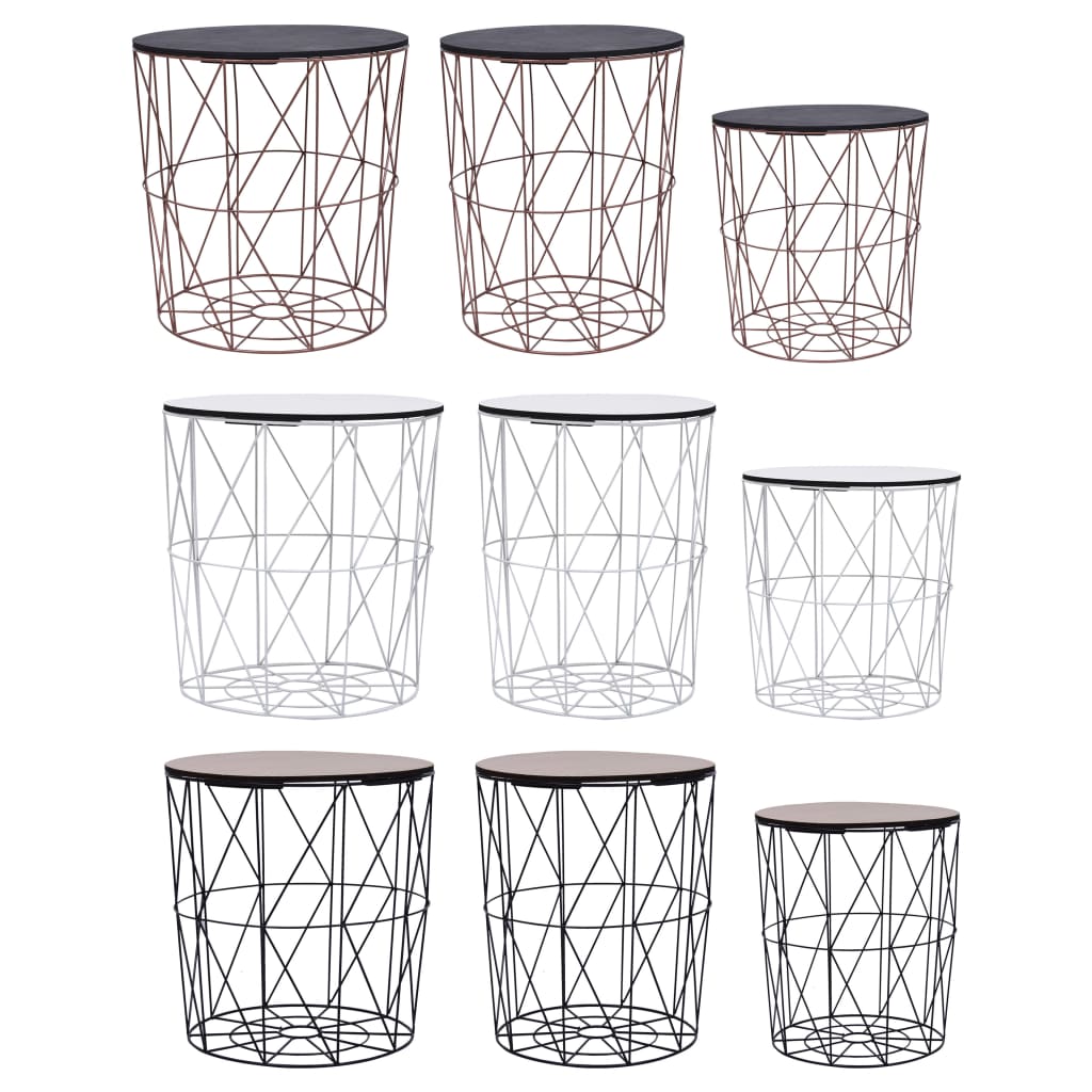 vidaXL Coffee Table 3 pcs Round End Table Sofa Table Living Room Furniture-13