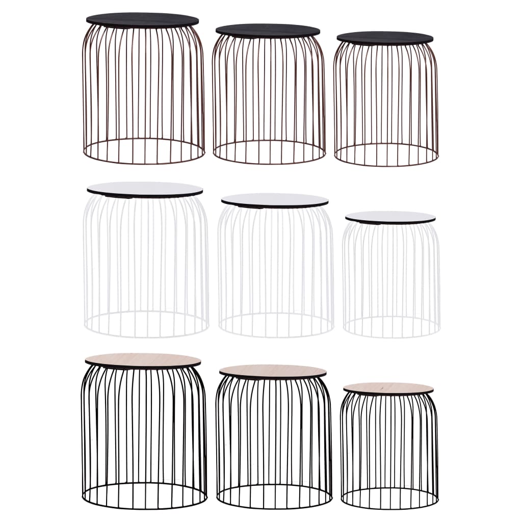 vidaXL Coffee Table 3 pcs Round End Table Sofa Table Living Room Furniture-11