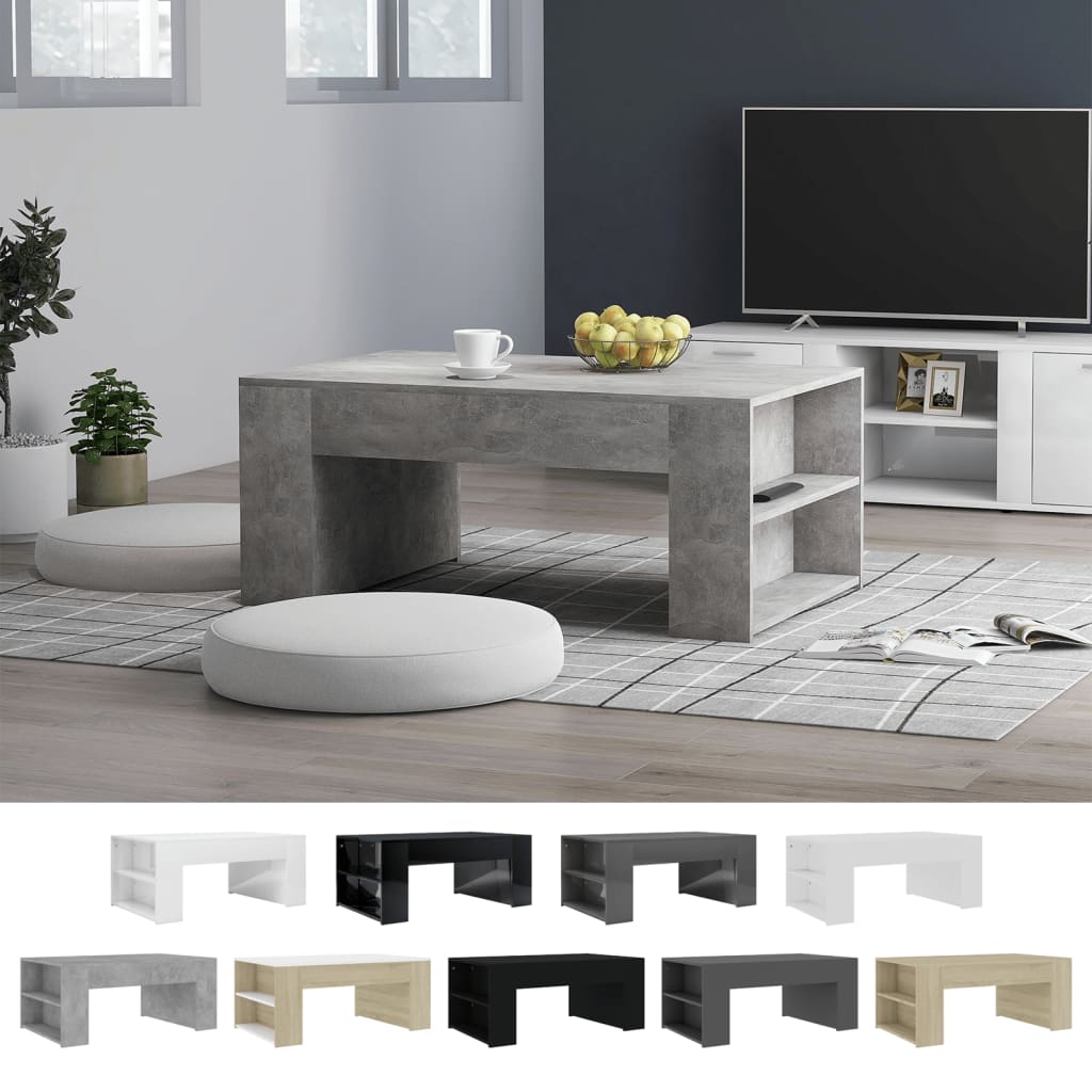 vidaXL Coffee Table End Table Side Sofa Table with Storage Engineered Wood-2