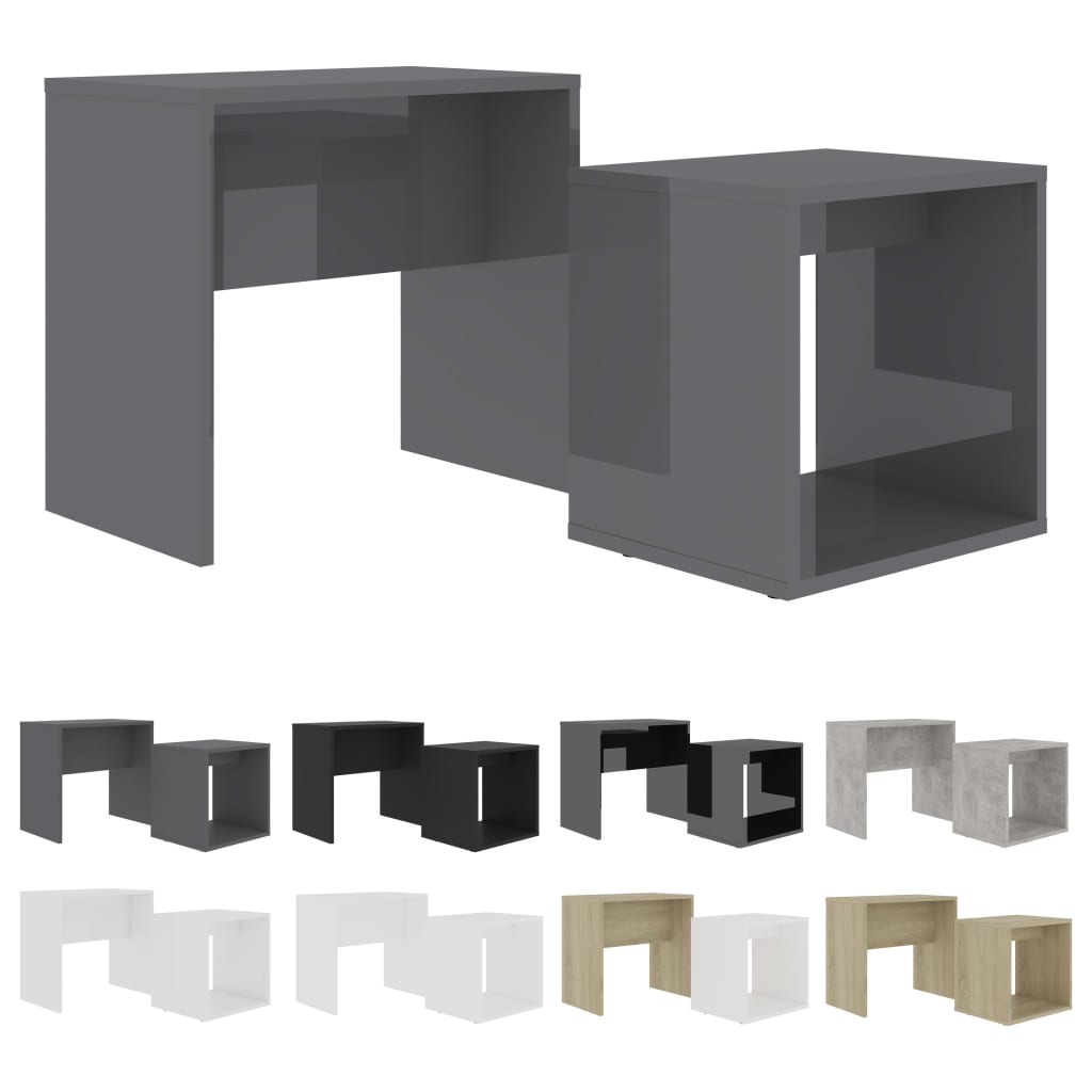 vidaXL Coffee Table Set 2 Piece Nesting End Table Sofa Table Engineered Wood-25