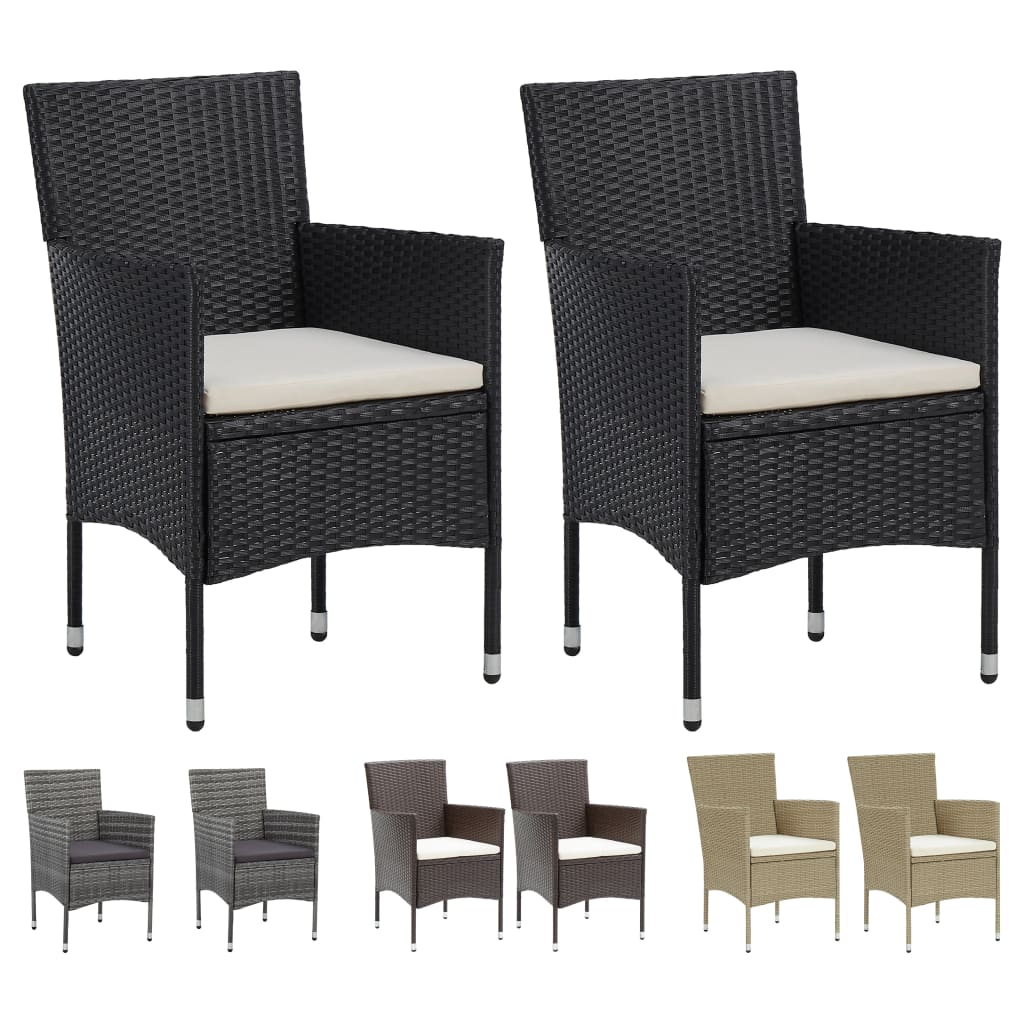 vidaXL Rattan Dining Chairs 2 Pcs Outdoor Wicker Dining Chair Poly Rattan-5