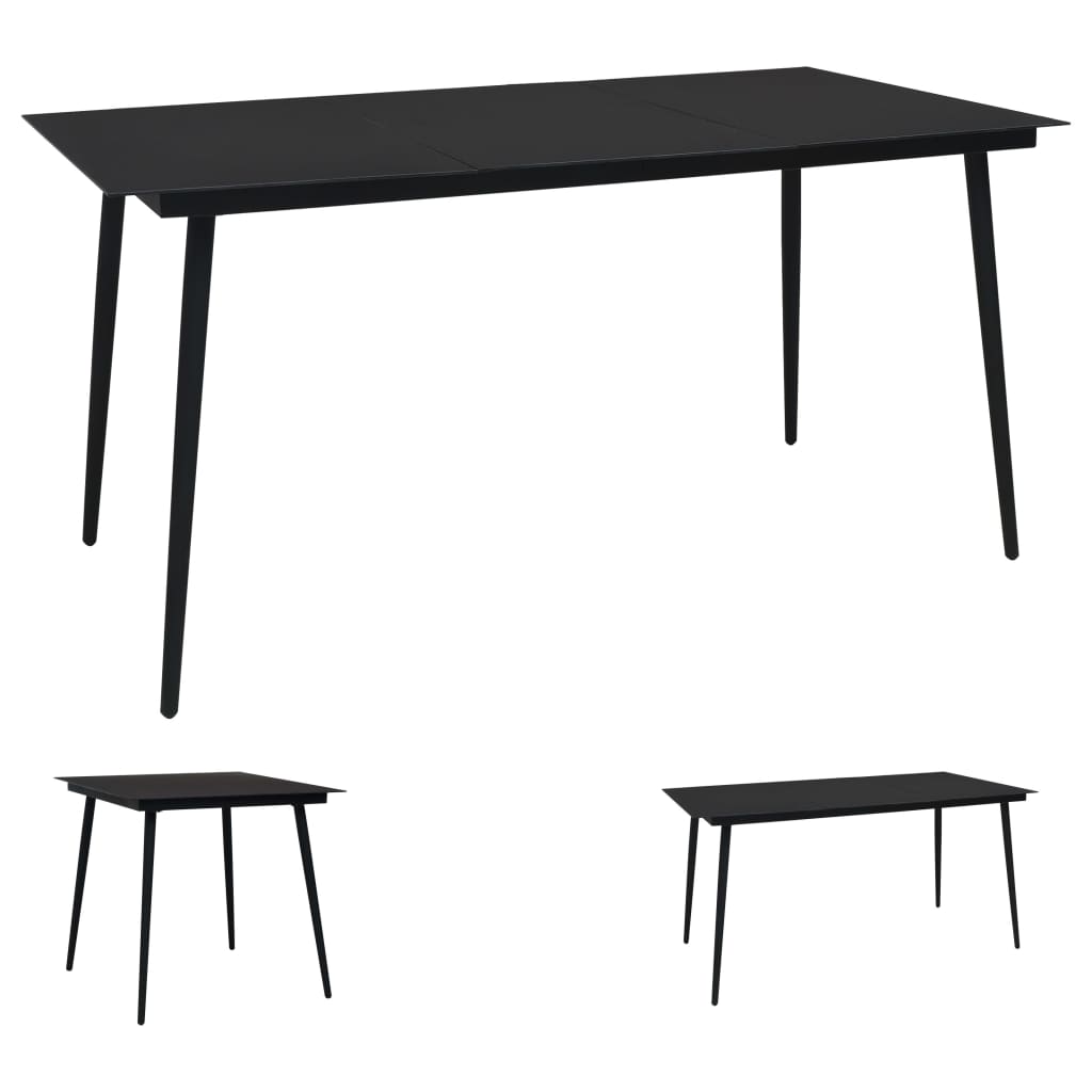 vidaXL Patio Outdoor Dining Table with Glass Top Porch Garden Furniture Steel-4