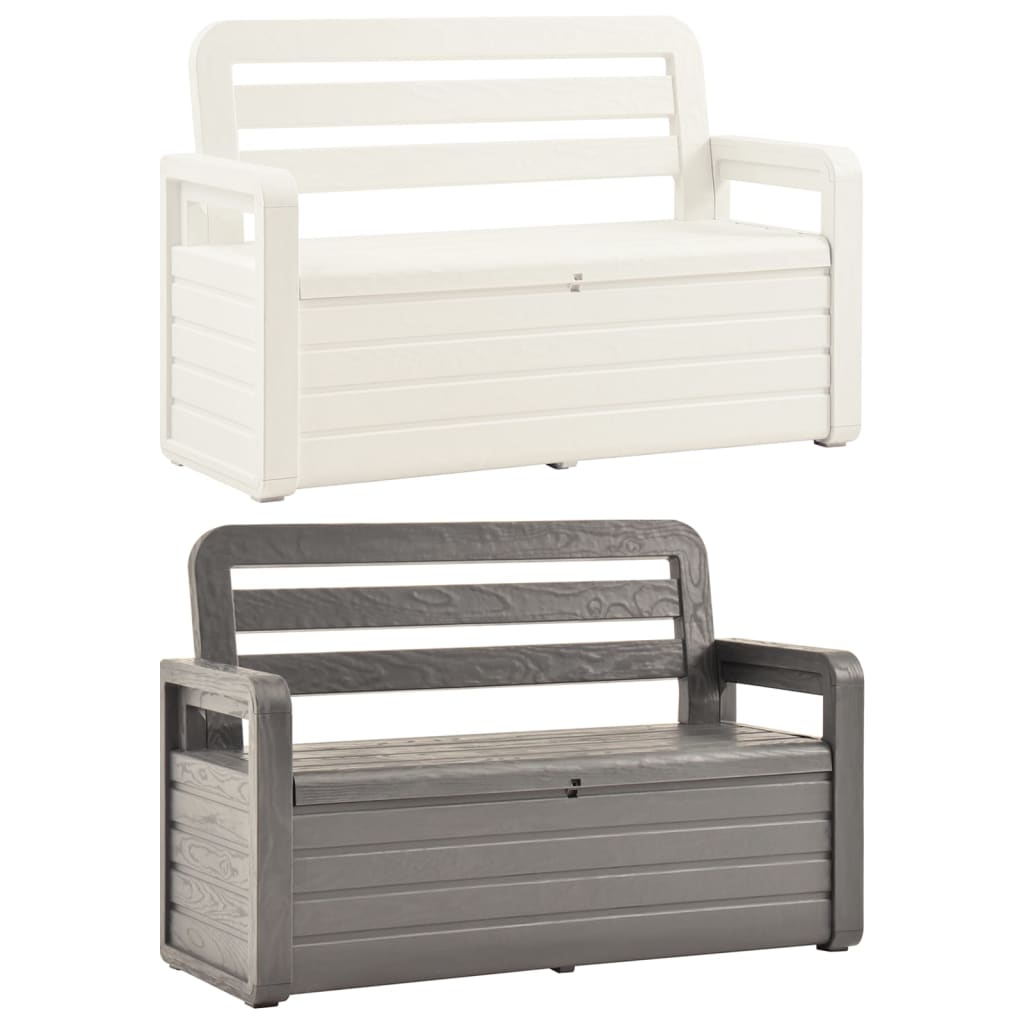 vidaXL Outdoor Storage Bench Deck Box Seating for Patio Furniture Plastic-5