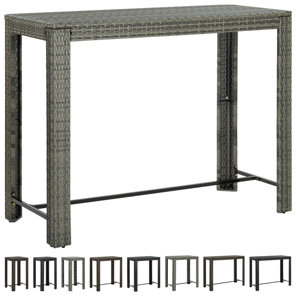 vidaXL Bar Table Outdoor Pub Table for Balcony Porch Garden Deck PE Rattan-26