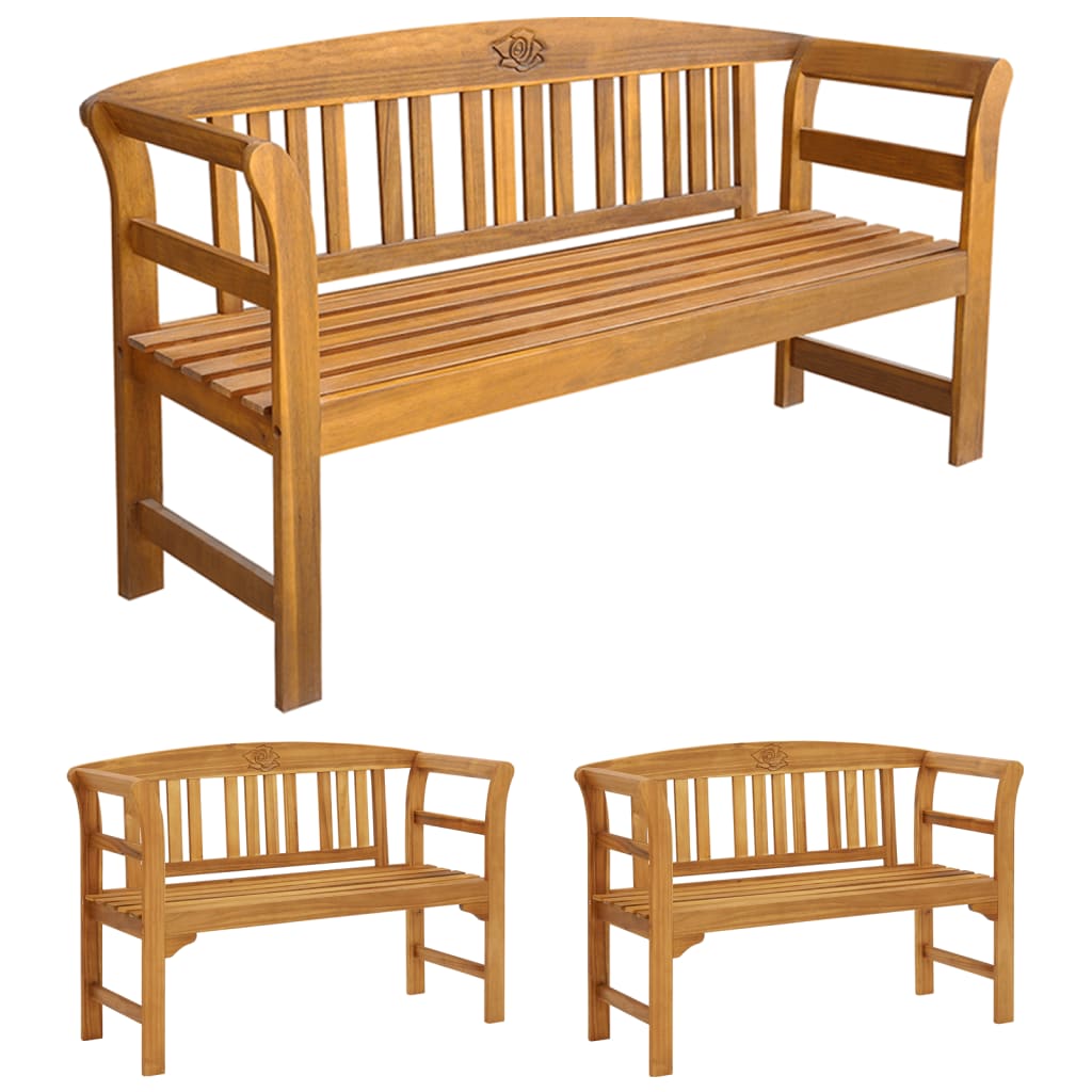 vidaXL Outdoor Patio Bench Garden Park Bench with Armrests Solid Wood Acacia-9