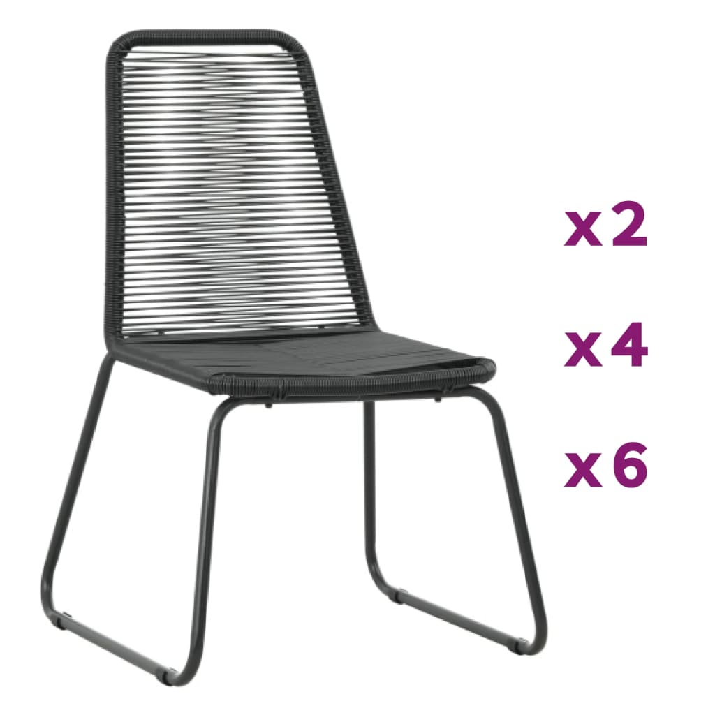 vidaXL Patio Chairs Outdoor Patio Dining Chair with Backrest Poly Rattan Black-9