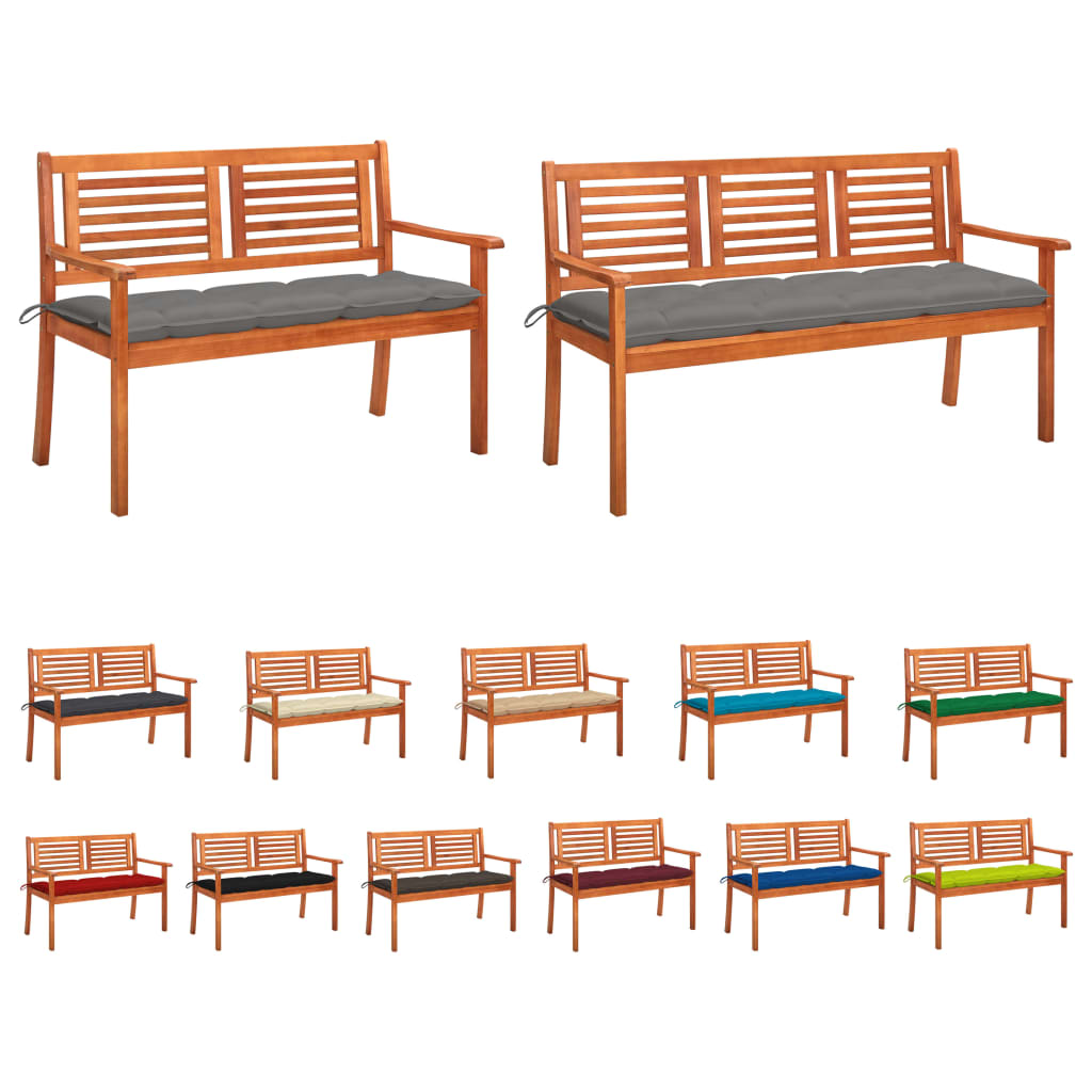 vidaXL Outdoor Patio Bench Loveseat Chair with Cushion Solid Wood Eucalyptus-5