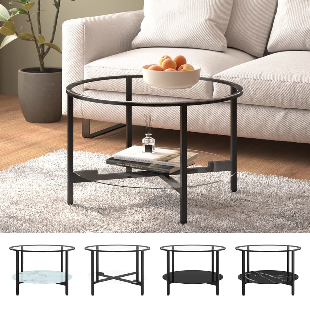 vidaXL Tea Table Accent Coffee Side End Table and Transparent Tempered Glass-3
