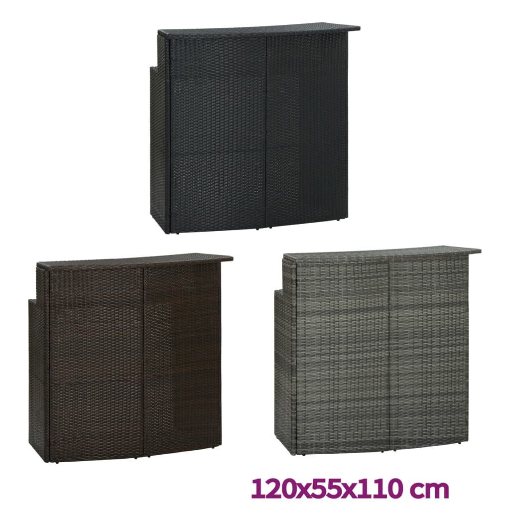 vidaXL Bar Table Outdoor Counter Height Pub Table with 2 Shelves PE Rattan-2