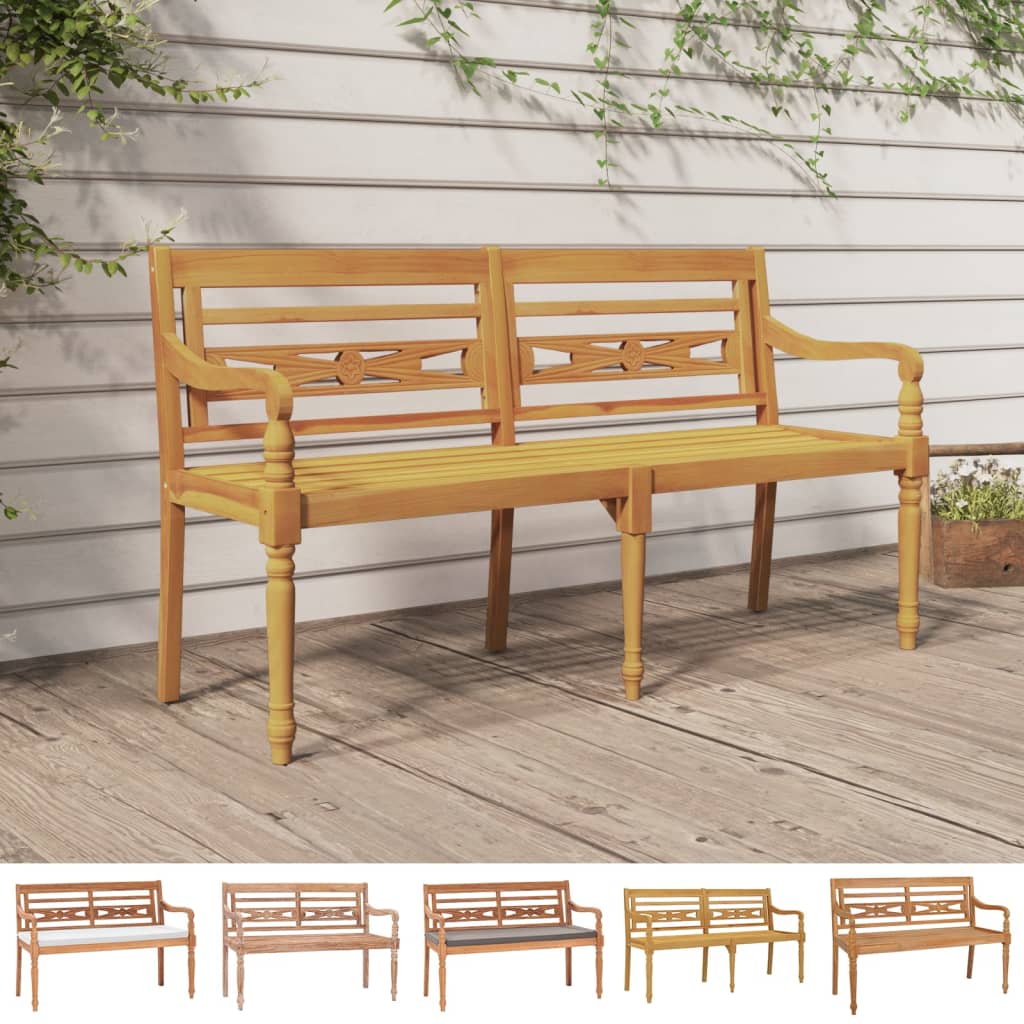 vidaXL Batavia Bench Wooden Garden Bench Patio Loveseat for Outdoor Porch Teak-7